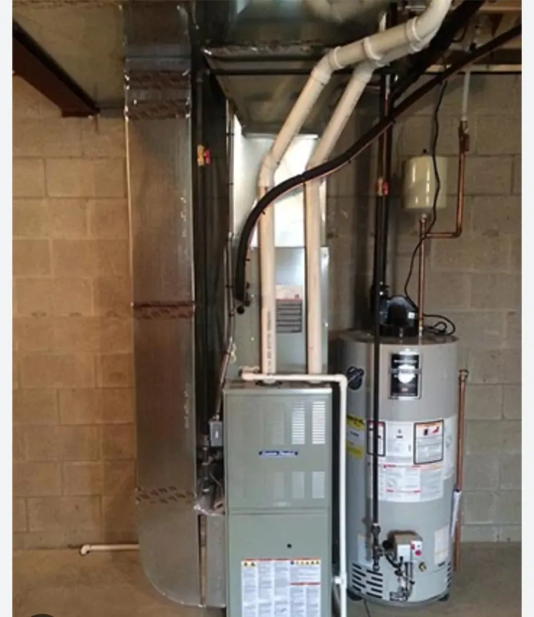 Heating equipment and ductwork in a mechanical space
